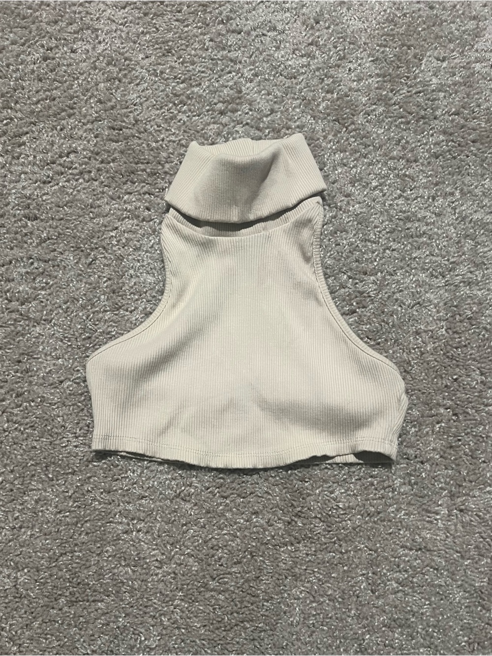 Fashion Nova Snatched Sleeveless Turtleneck Crop Top - Cream